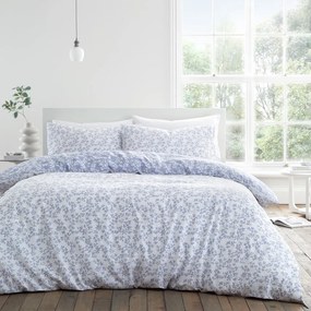 Синьо и бяло памучно спално бельо за двойно легло 200x200 cm Shadow Leaves - Bianca