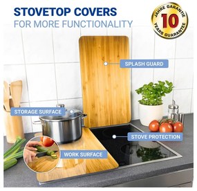 Капаци за печка 2 бр. от закалено стъкло 52x30 cm Wooden – Maximex