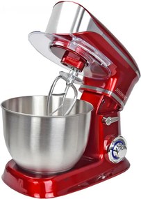 Втора ръка: Планетарен миксер с иноксова купа Royalty Line RL-PKM1900.7, 1900W, 6.5 литра, 6 скорости + Pulse, Приставки, Червен