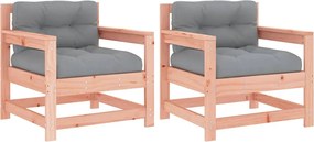 825567 vidaXL Градински столове с възглавници 2 бр масивно дърво дуглас