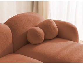 Теракотен ъглов диван от прежда с примки от букле (десен ъгъл) Orbit – Ropez