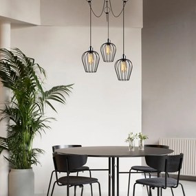 Черна висяща лампа за 3 крушки Tel Chain - Opviq lights