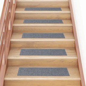 326927 vidaXL Изтривалки за стълби, самозалепващи се, 15 бр., 76x20 см, светлосиви, правоъгълни