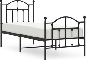 353447 vidaXL Метална рамка за легло с горна и долна табла, черна, 75x190 см