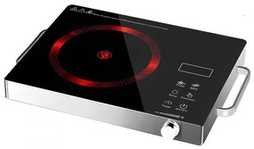 Единичен инфрачервен котлон Elite EFP-1255P, 2200W, Сензорно управление, LED дисплей, Таймер, Черен/гланц