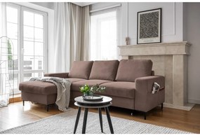 Кафяв разтегателен ъглов диван от рипсено кадифе (ляв ъгъл) Lofty Lilly – Miuform