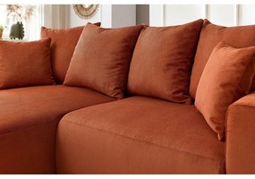 Оранжев кадифен ъглов диван Enjoy – Bobochic Paris