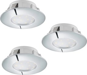 Eglo 95808 - Комплект от 3 вградени LED таванни осветителни тела PINEDA LED/6W/230V