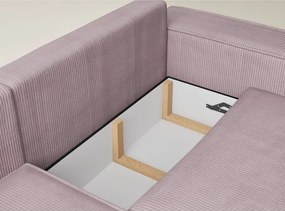 Лилав сгъваем/с място за съхранение ъглов диван от рипсено кадифе (ляв ъгъл/L форма) Tonga – Maison de Rêve