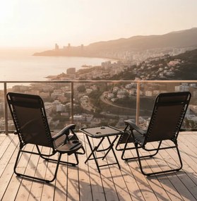 Комплект от 2 градински стола с маса - черен