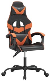 349549 vidaXL Въртящ гейминг стол, черно и оранжево, изкуствена кожа