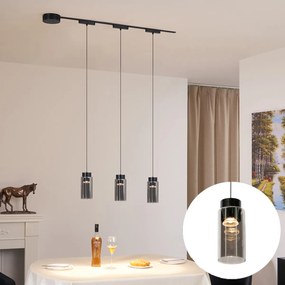 Модерна релсова система с 3 черни висящи лампи 1-фазов - Magnetic Vance