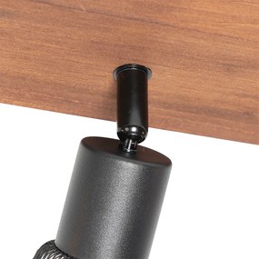 Индустриален прожектор черен с дърво 3-светлина - Kristina