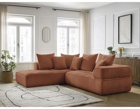 Теракотен шенилов ъглов диван (ляв ъгъл/L форма) Whesley – Bobochic Paris