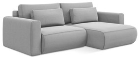 Светлосив кадифен разтегателен ъглов диван с място за съхранение (десен ъгъл) Kapua – Makamii