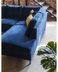 Тъмносин кадифен разтегателен ъглов диван (десен ъгъл) Lofty Lilly – Miuform