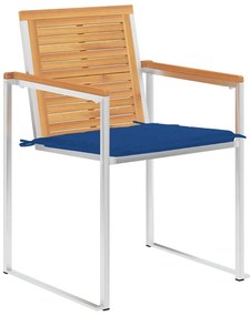 3078591 vidaXL Градински столове, 6 бр, с възглавници, тиково дърво масив