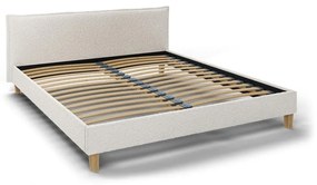 Кремаво тапицирано двойно легло с решетка 180x200 cm Tina - Ropez