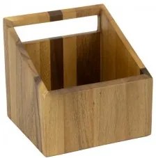Horecano - Дървена кутия за прибори/салфетки с дръжка 15x15xh15см АКАЦИЯ ALAS-(SWQ-140418-B4)