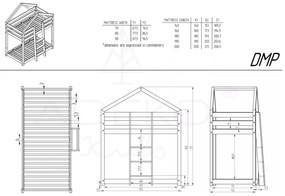 Двуетажно легло от борова дървесина 80x180 cm в естествен цвят Mila DMP - Adeko