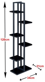 Рафт за растения Tohmajärvi метал 120x34x21cm черен []