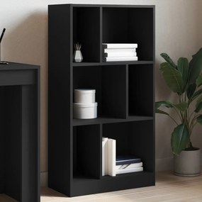 848004 vidaXL Библиотека, черна, 57x28,5x107,5 см, инженерно дърво