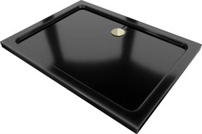 Mexen Flat правоъгълен улей slim 100 x 90 см, черен, сифон златен - 40709010G