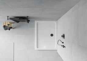 Mexen Flat правоъгълна тънка душ кабина 80 x 70 см, бяла, черен сифон - 40107080B