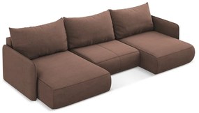 Розов разтегателен ъглов диван с място за съхранение Nanea – Makamii