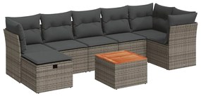 3264735 vidaXL Градински комплект диван с възглавници 8 части сив полиратан