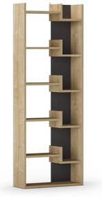 Етажерка за книги с дъбов декор в черен и естествен цвят 60,5x162 cm Klapo - Marckeric