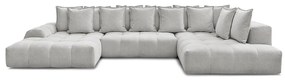 Светлосив шенилов сгъваем/с място за съхранение ъглов диван (десен ъгъл/U форма) Everest – Bobochic Paris