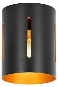 Дизайнерска таванна лампа черна със златен интериор - Yana