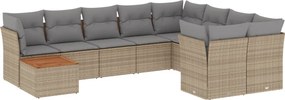 3256157 vidaXL Градински диван с възглавници 10 части бежов микс полиратан