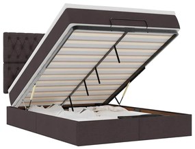 3314089 vidaXL Османска легло с матрак и LED, тъмнокафяво, 140x190 см, плат