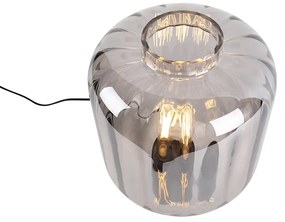 Дизайнерска настолна лампа черна с опушено стъкло - Qara