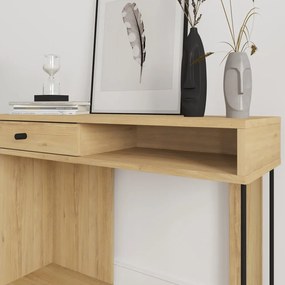 Конзолна маса с плот в дъбов декор в естествен цвят 35x100 cm Saturne - Marckeric