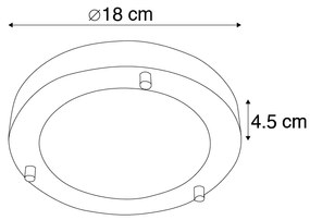 Модерна таванна лампа стомана 18 см IP44 - Yuma