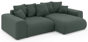 Тъмнозелен разтегателен ъглов диван с място за съхранение (променлив) Luma – Ropez