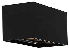 Модерна стенна лампа черна правоъгълна 2-светлина - Edwin