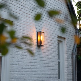 Индустриален външен стенен аплик черен IP44 със стъкло - Rotterdam