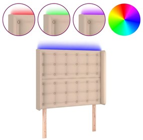 3124131 vidaXL LED горна табла за легло, капучино, 93x16x118/128 см