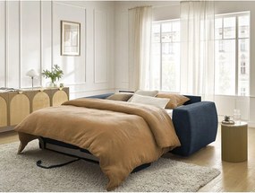 Тъмносин шенилов диван за ежедневно спане/сгъваем 240 cm Hugo – Bobochic Paris