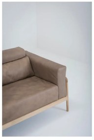 Светлокафяв диван от биволска кожа с масивна дъбова конструкция , 210 см Fawn - Gazzda