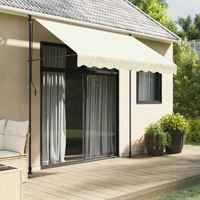 368747 vidaXL Прибираща се тента, кремава, 300x150 см, плат и стомана