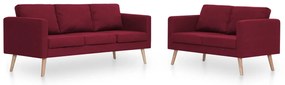 276857 vidaXL Комплект дивани, 2 части, текстил, виненочервен