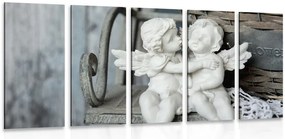 картини от 5 части – Статуетки ангелчета на пейка