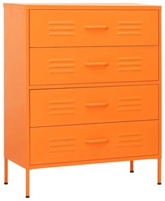 336201 vidaXL Шкаф с чекмеджета, оранжев, 80х35х101,5 см, стомана