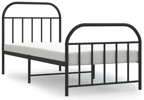 353645 vidaXL Метална рамка за легло с горна и долна табла, черна, 90x190 см