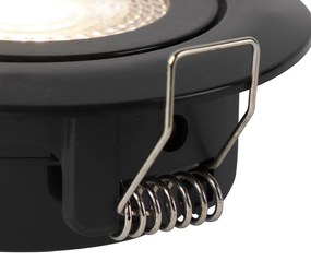 Комплект от 5 модерни вградени прожектори черни с LED 3-степенна димиране - Mio